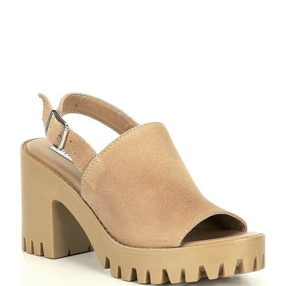Steve Madden Sunnyside beige Suede Chunky Sandals size 10M - Picture 1 of 7